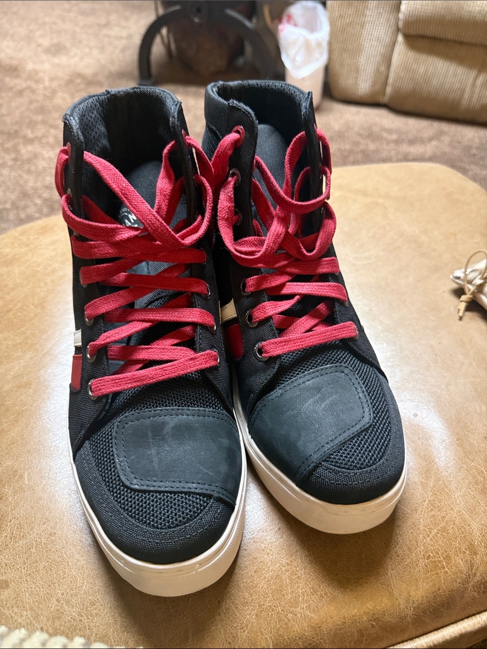 Indian Motorcycle Men's High-Top Canvas Sneakers with Red Laces